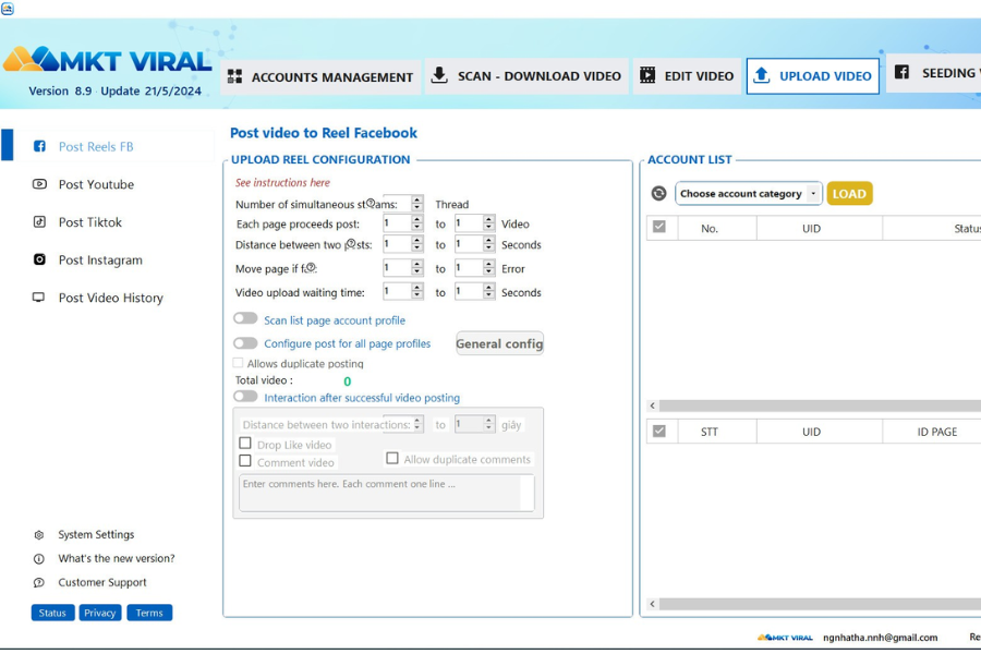 Automatic Multi-Channel Video Posting MKT Viral Software